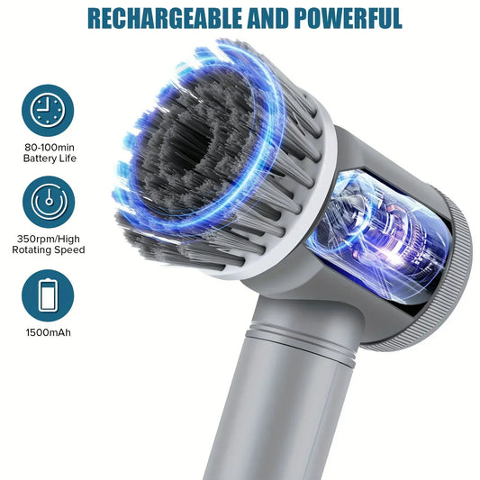 Electric Spin Scrubber Brush Power Scrubber with 5 Replaceable Brush Heads